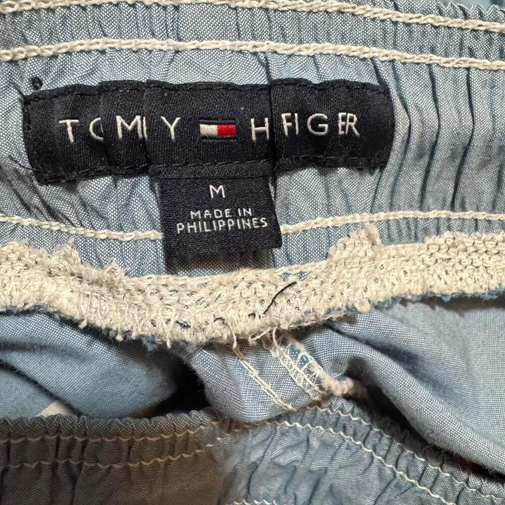 Tommy Hilfiger Men's blue and white striped swim shorts trunks size Medium